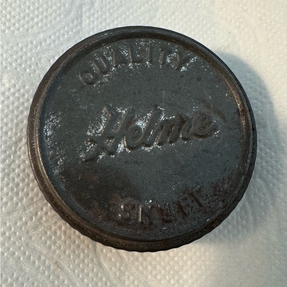 Antique Helme empty stuff can